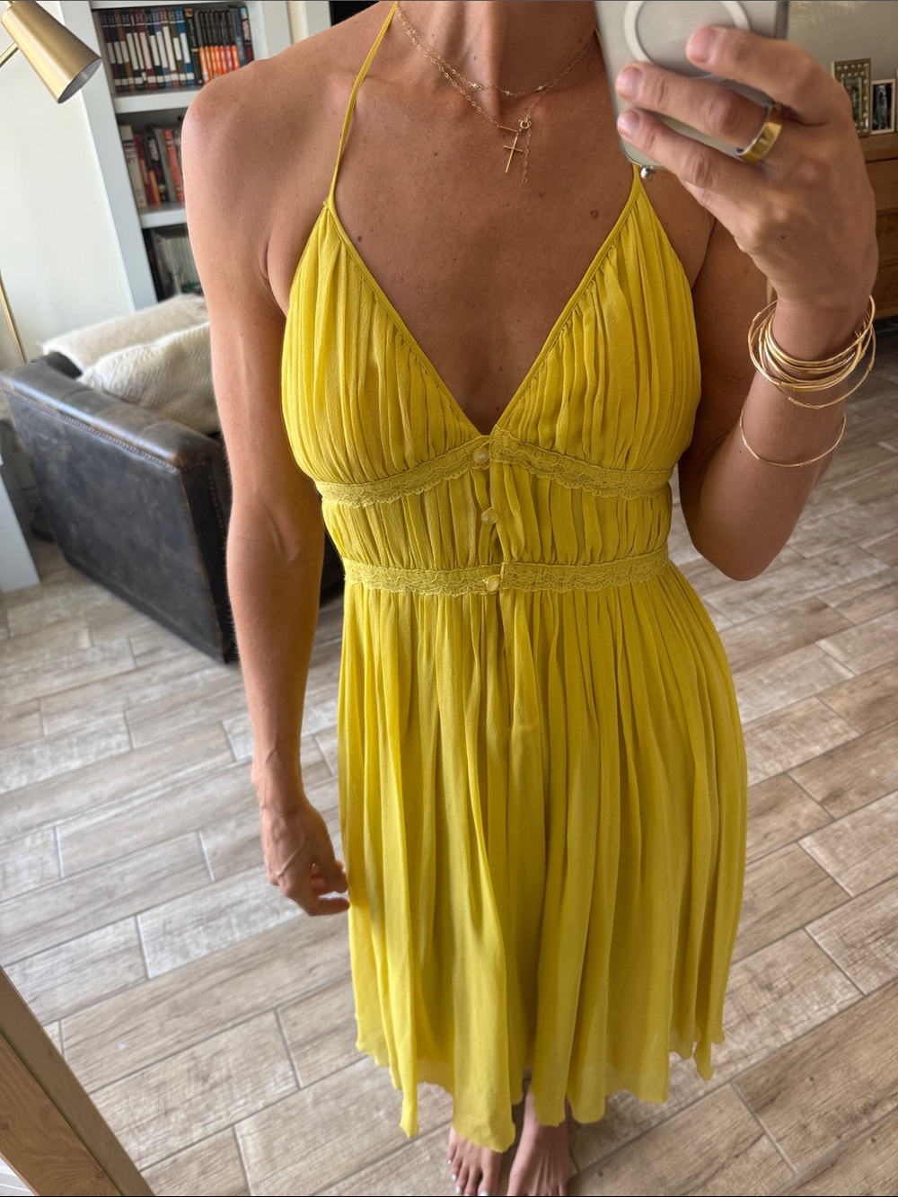 To the Max Bright Yellow Halter Pleated Mini Dress